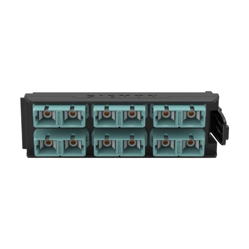 Placa de adaptadores de fibra Siemon LightVerse 12 fibras SC adaptador Aqua LVA12-SCQ-BM-A