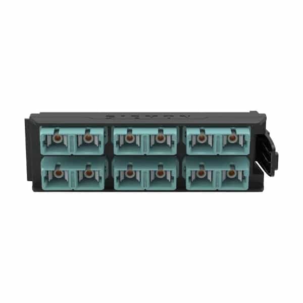 Placa de adaptadores de fibra Siemon LightVerse 12 fibras SC adaptador Aqua LVA12-SCQ-BM-A