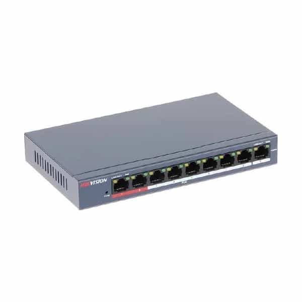 Switch PoE Hikvision 8 puertos 10/100 Mbps no gestionado DS-3E0109P-E/M (C)