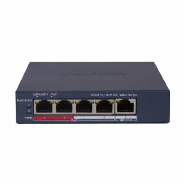 Switch PoE Hikvision 4 puertos PoE 10/100 + 1 uplink DS-3E1105P-EI/M V2