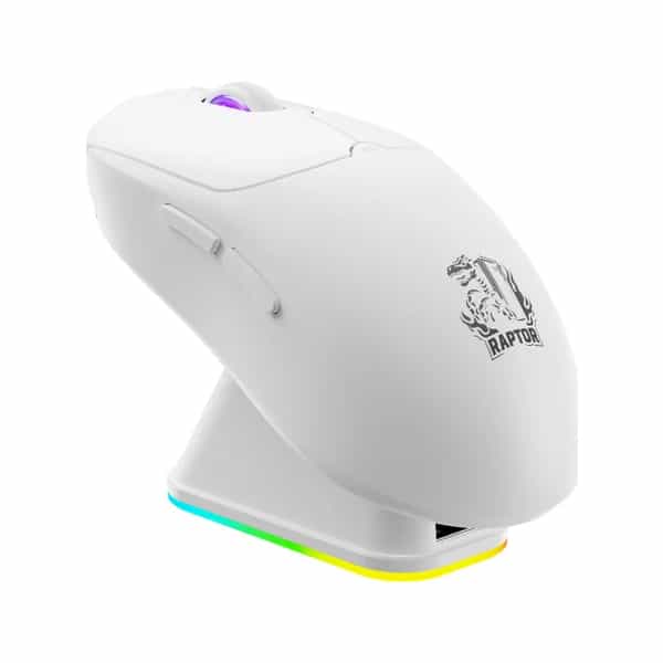 Mouse Gamer Raptor Storm Grip Wireless 4 botones 10000dpi con base cargadora White