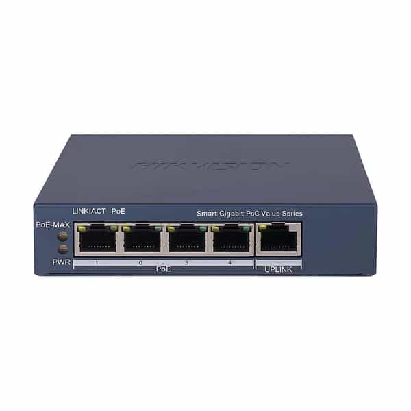 Switch PoE Hikvision 5 puertos Gigabit 4 PoE 60W DS-3E0505P-E/M (B)