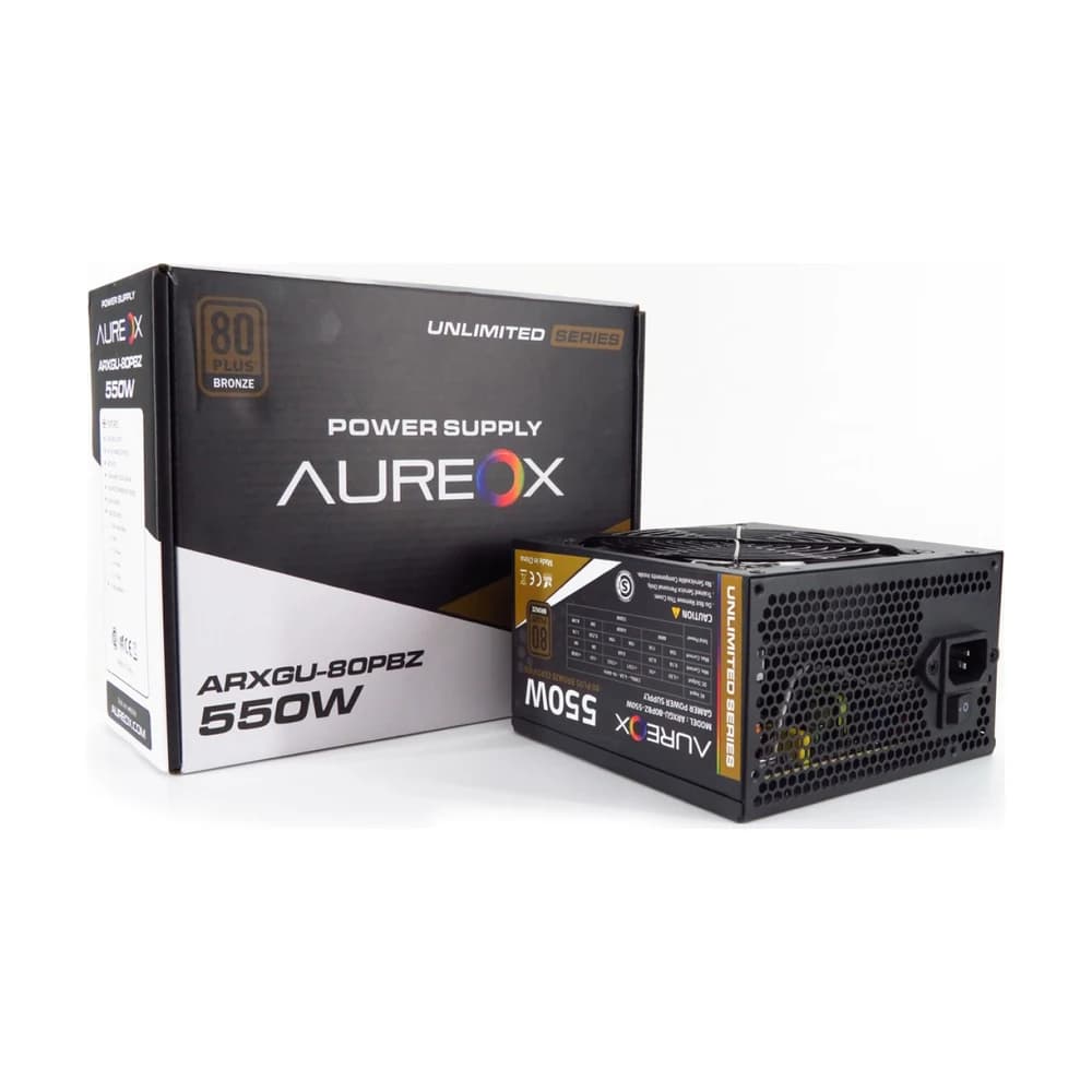 Fuente gamer Aureox 550W 80 Plus Bronze ARXGU-80PBZ-550W