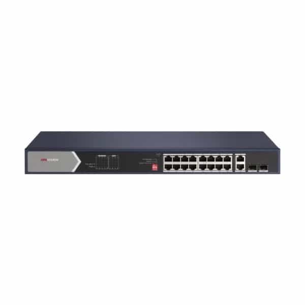 Switch PoE Hikvision no administrable 16 puertos + 2 uplink Gigabit DS-3E0520HP-E
