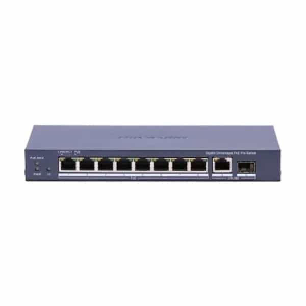 Switch PoE Hikvision 8 puertos Gigabit PoE+ + 1 uplink + 1 SFP DS-3E0510P-E (B)