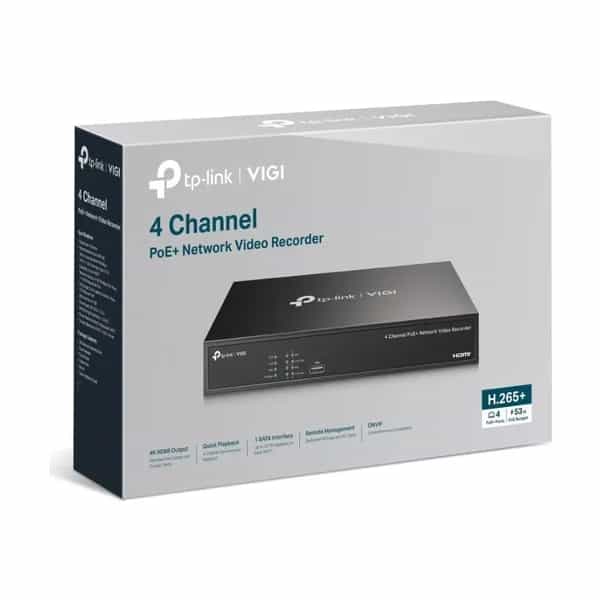 NVR TP-Link VIGI 4 canales PoE+ 53W 1 bahía SATA TL-NVR1004HP