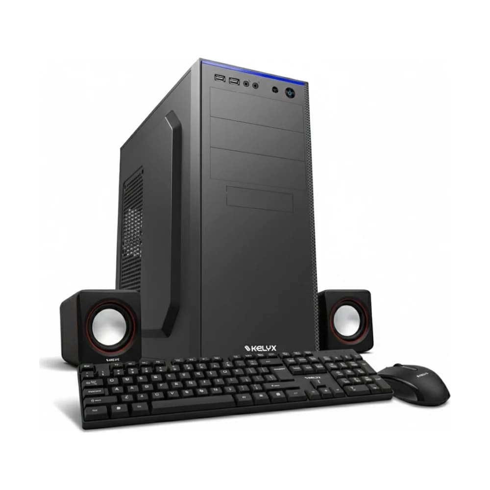 Gabinete kit Kelyx LC727-14 con fuente 500W, teclado, mouse y parlantes