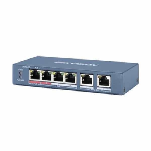 Switch PoE Hikvision 3 puertos PoE + 1 HiPoE 60W + 2 uplink 10/100 DS-3E0106HP-E