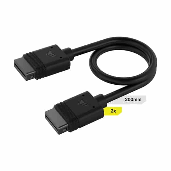 Cable Corsair iCUE LINK 2x 200mm con conector derecho negro CL-9011120-WW