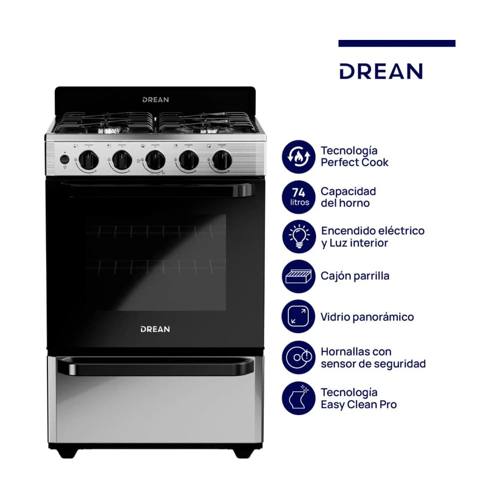 Cocina Multigas Drean 56 Cm Cd5603ai0 Inoxidable