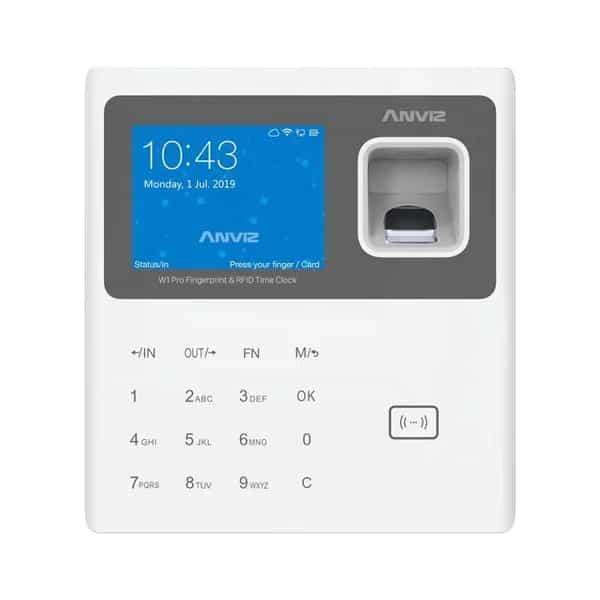 Control de asistencia Anviz WiFi huella, RFID y PIN 3000 usuarios Cloud sin fuente W1PRO-WIFI