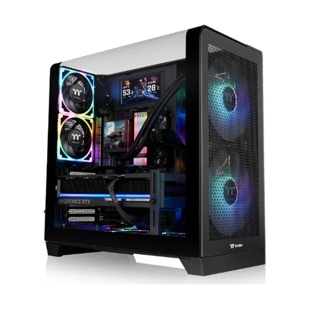 Gabinete TT View 390 Air Mid- TG Curvo Fan x2 Black CA-11F-00M1WN-00