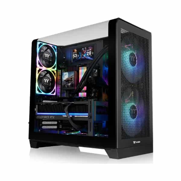 Gabinete TT View 390 Air Mid- TG Curvo Fan x2 Black