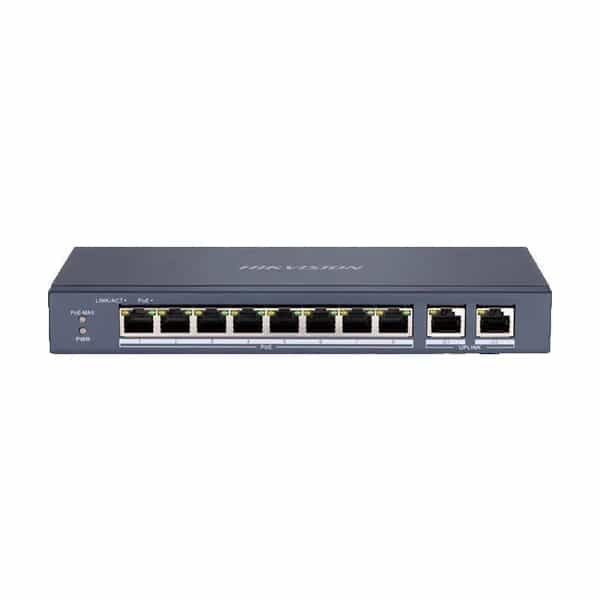 Switch PoE Hikvision 8 puertos 10/100 PoE + 2 uplink Gigabit 60W DS-3E0310P-E/M