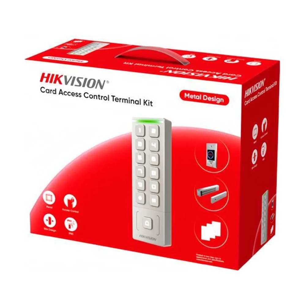 Kit de control de acceso Hikvision con cerradura magnética y pulsador sin contacto DS-KAS809