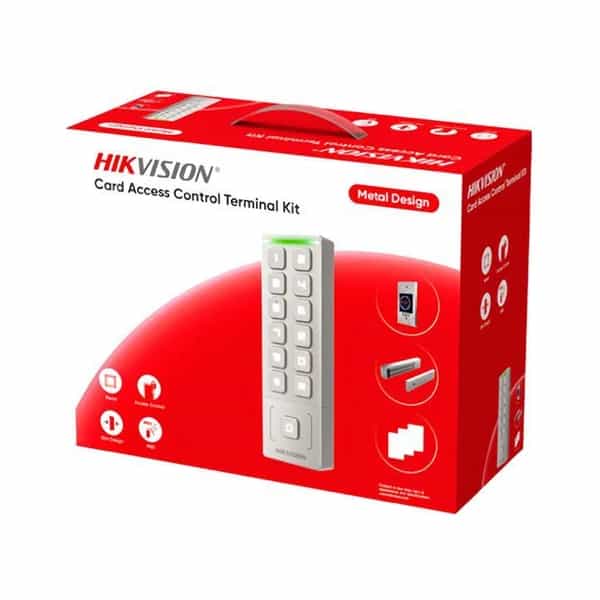 Kit de control de acceso Hikvision con cerradura magnética y pulsador sin contacto DS-KAS809