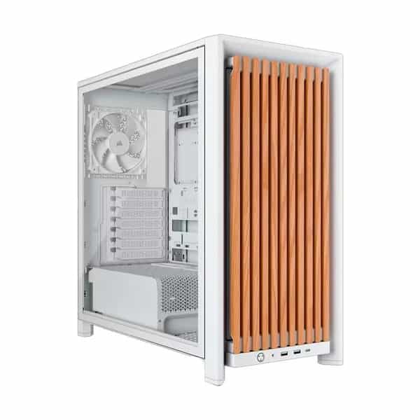 Gabinete Corsair Frame 4000D RS Wood mid tower blanco y roble CC-9011341-WW