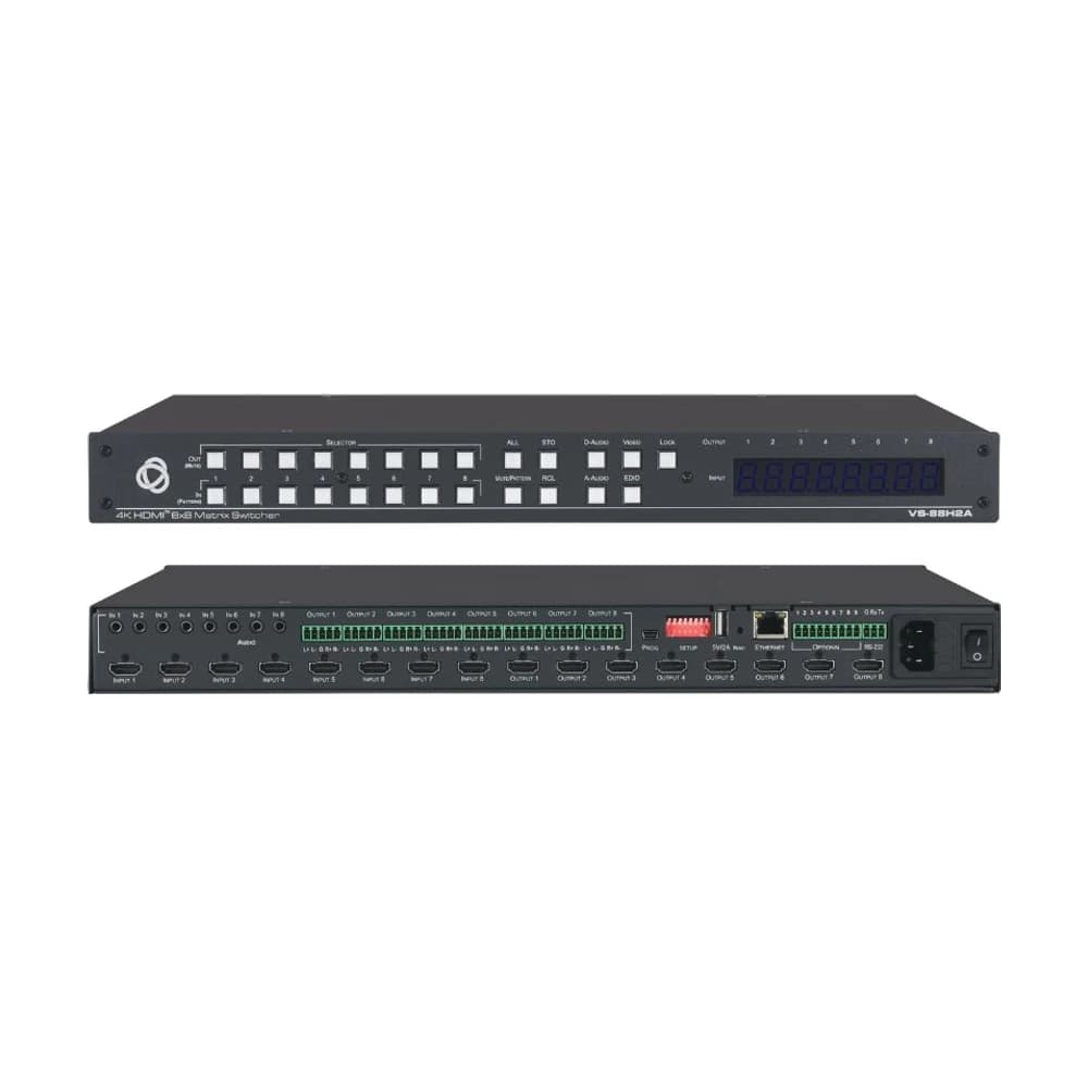 Matriz de conmutación Kramer VS-88H2A 8x8 4K HDR HDCP 2.2 con audio analógico y digital