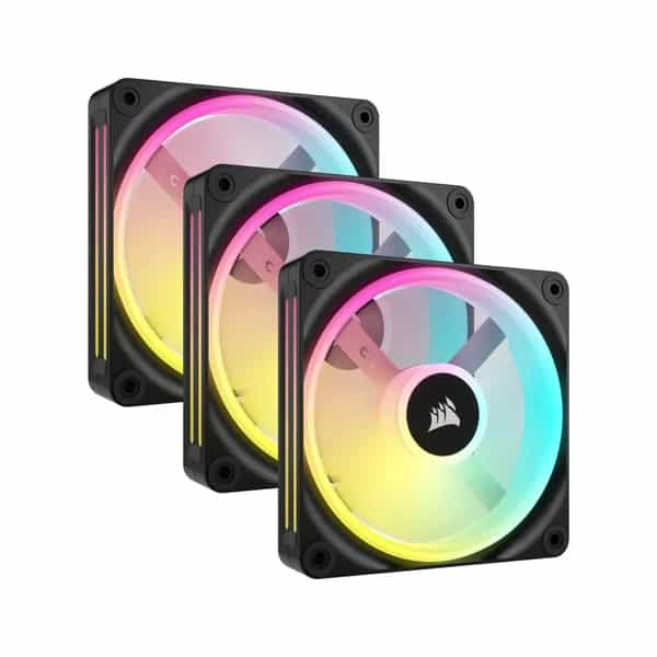 Kit de ventiladores Corsair PWM de 120 mm QX120 RGB x3 negro con iCUE Link