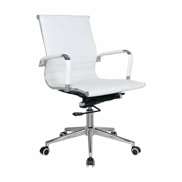 Silla de oficina Aluna RT-B01 baja blanca cuero ecológico RT-B01WT