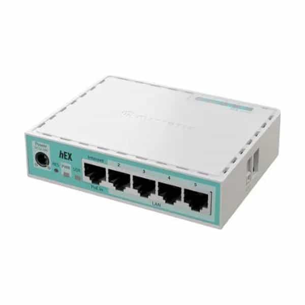 Router MikroTik hEX E50UG 5 puertos Gigabit Ethernet nivel 4 con gabinete y fuente
