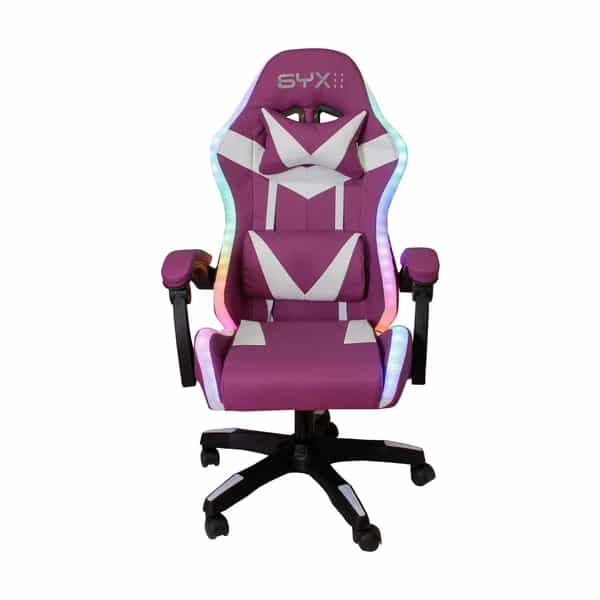Silla Gamer Syx GC-S02 Pw Purpura Blanco RGB