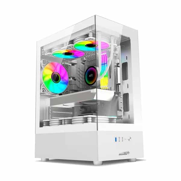 Gabinete Sentey H10 Micro ATX blanco sin ventiladores 6100-SF-W