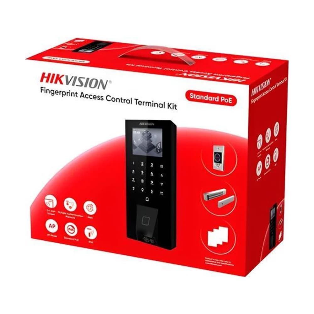 Kit de control de acceso Hikvision huella y tarjeta con cerradura magnética DS-KAS807
