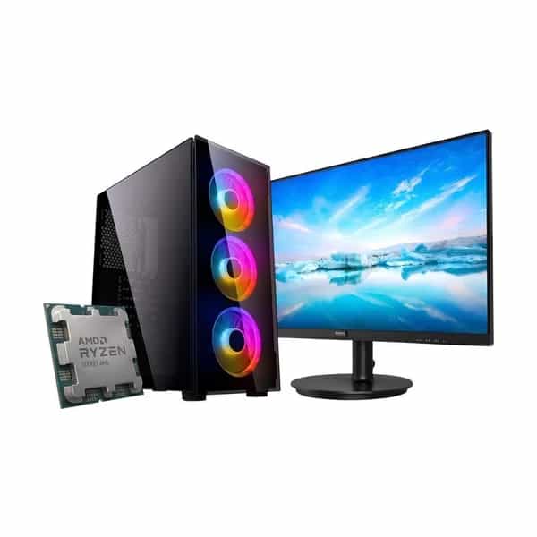 PC de escritorio Ecovision AMD Ryzen 7 8700G 16 GB SSD 480 GB + monitor de 19 pulgadas