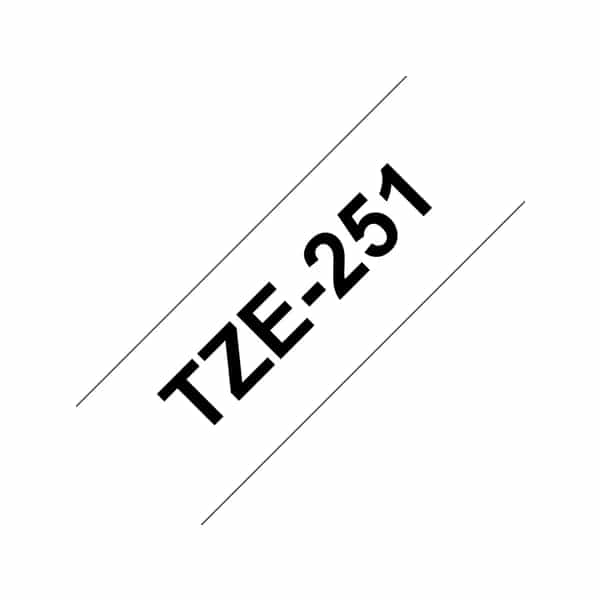 Cinta para rotuladora Brother TZE251 24mm Negro/Blanco