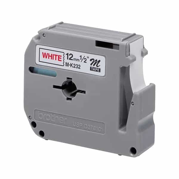 Cinta no laminada Brother MK232BZ rojo sobre blanco 12mm x 8m