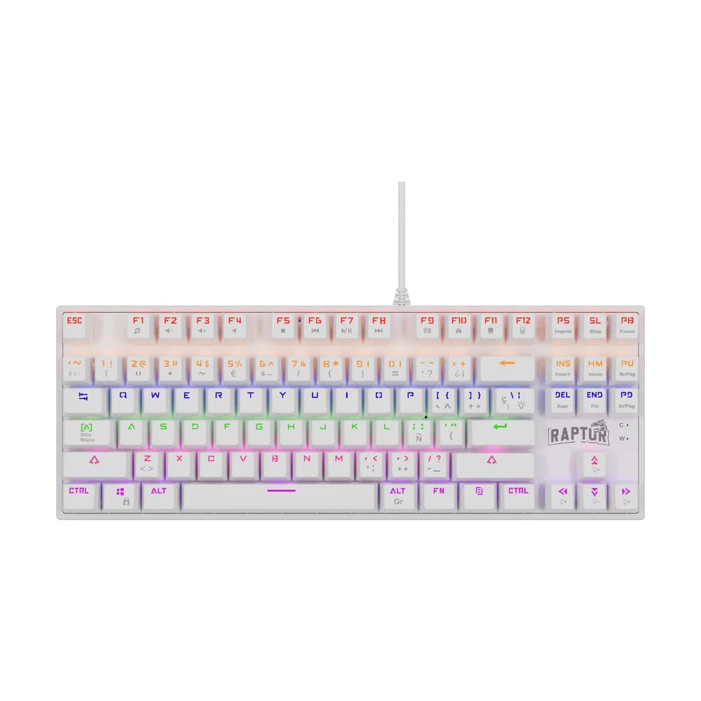 Teclado Gamer Raptor Fireclaw M87 Mecánico Retroiluminado Switch Red Outemu White