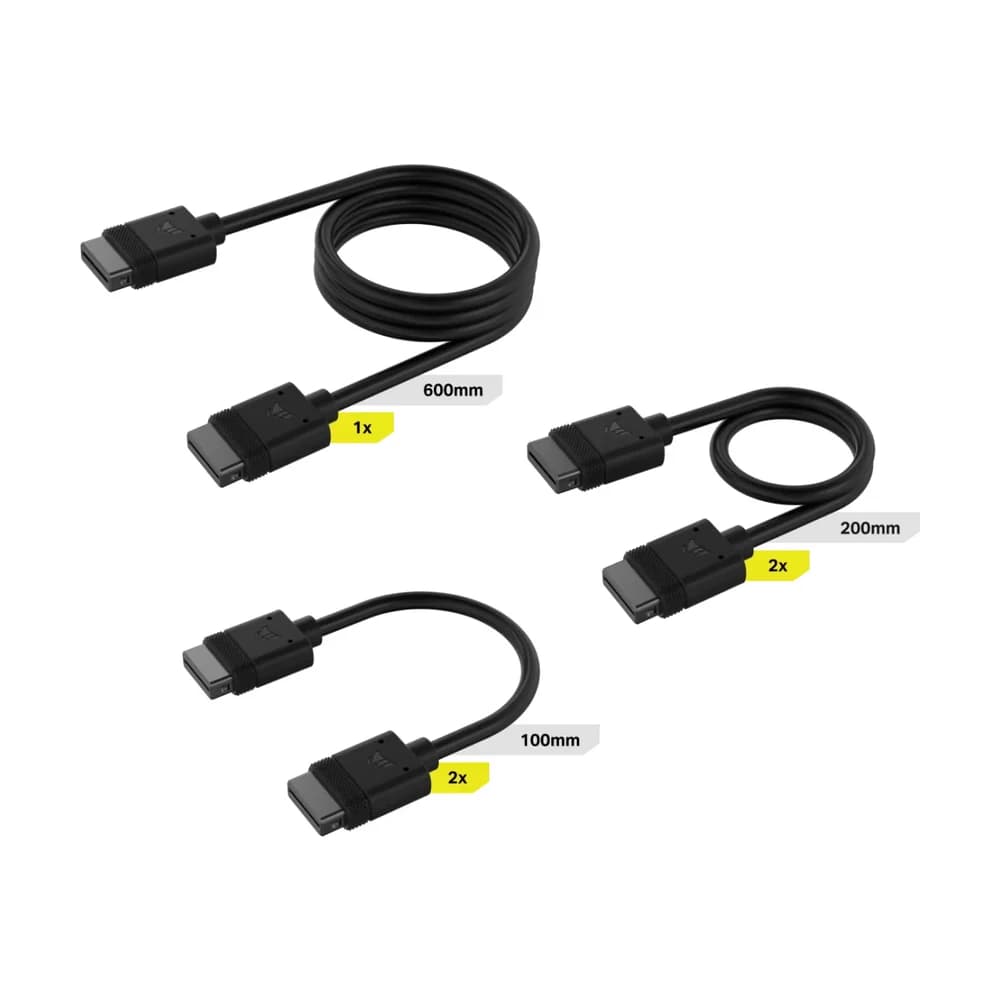 Kit de cables Corsair iCUE LINK x5 con conector derecho negro CL-9011118-WW