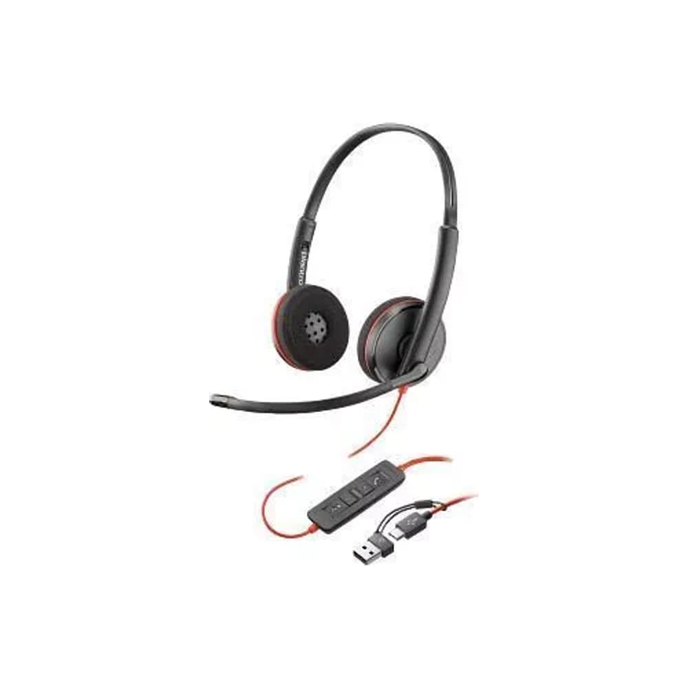 Poly Blackwire 3220 Stereo USB-C Headset +USB-C/A Adapter (Bulk)