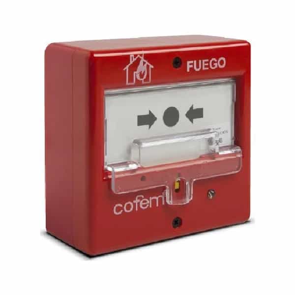 Pulsador aislador de incendios direccionable Cofem rearmable con tapa PUCAY