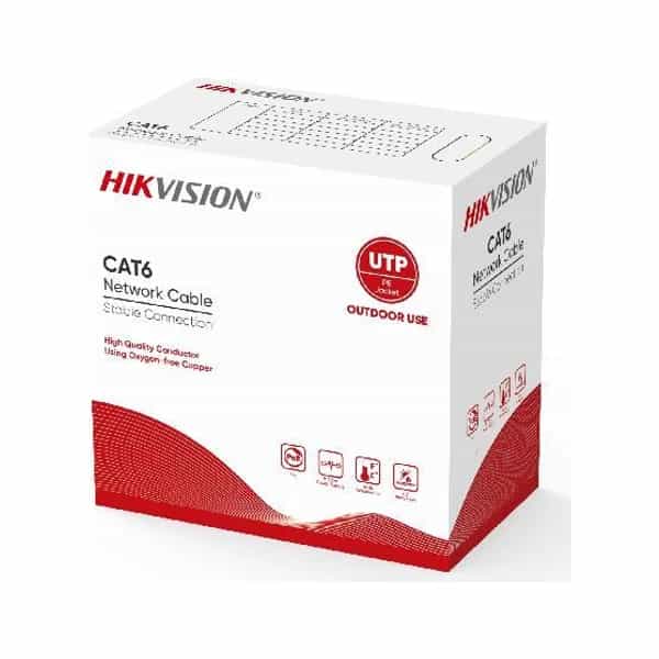 Cable UTP Hikvision Cat 6 exterior 23AWG cobre negro DS-1LN6OUSPE