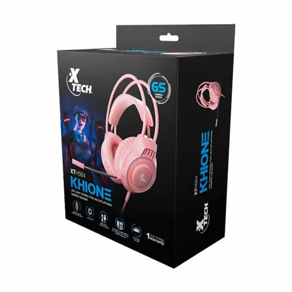 Auricular gamer con micrófono XTech Khi USB Rosa XTH-564