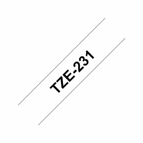 Cinta para rotuladora Brother TZE231 12mm Negro/Blanco