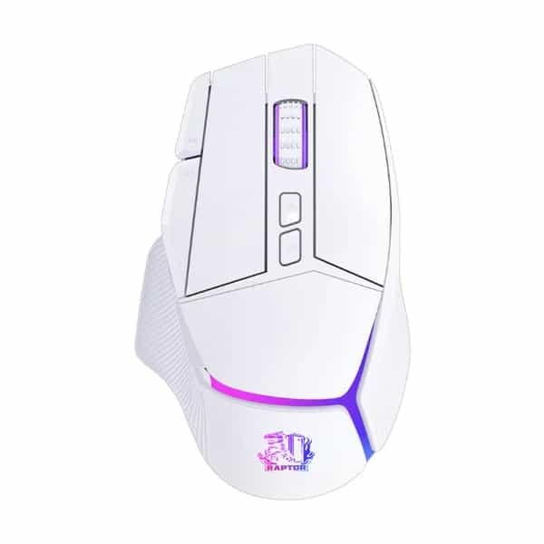 Mouse Gamer Raptor Storm Grip Wireless 9 botones 24000dpi retroiluminado con soft White