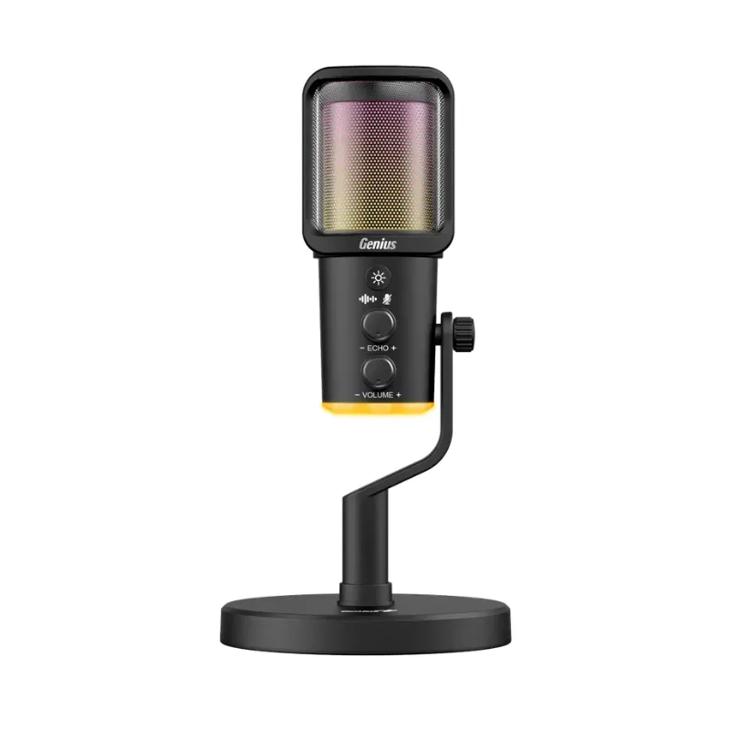 Microfono Genius MIC-S400U Black Luz Led USB-A / USB-C para Streaming