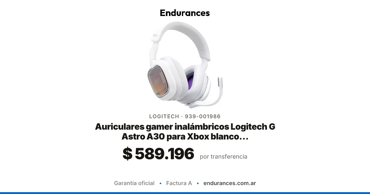 Auriculares gamer inalámbricos Logitech G Astro A30 para Xbox blanco ...