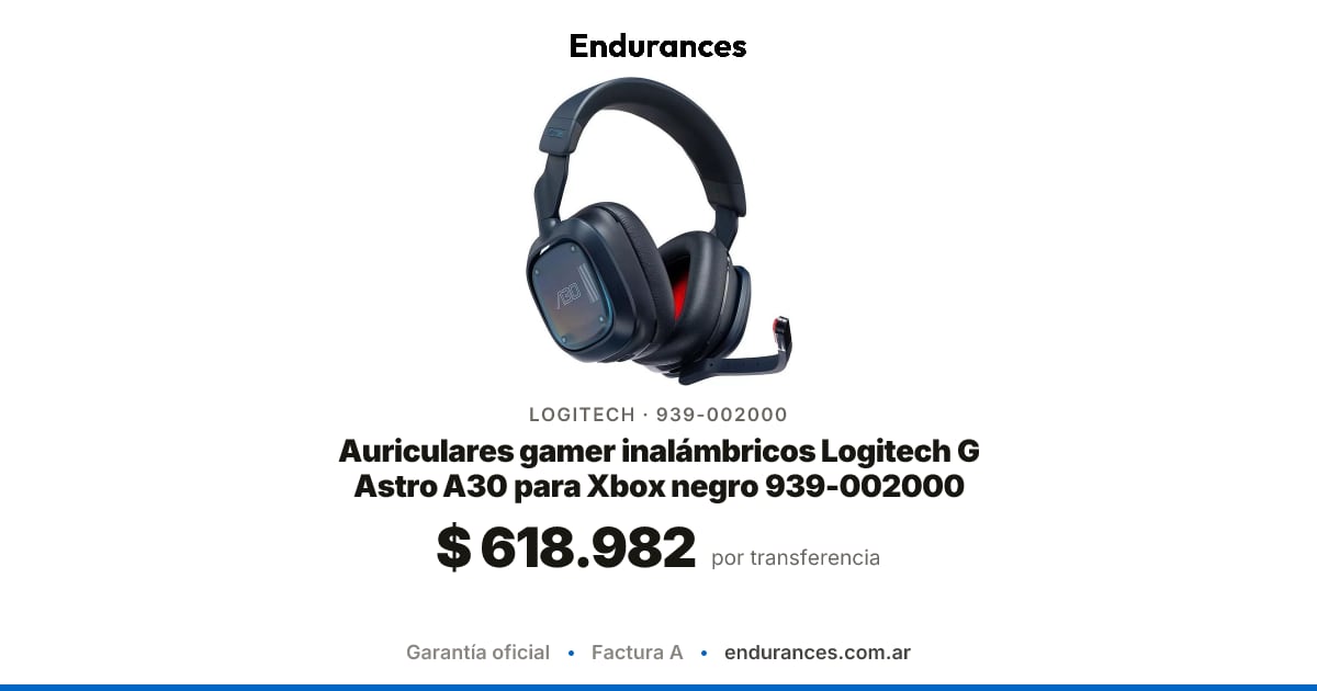Auriculares gamer inalámbricos Logitech G Astro A30 para Xbox negro 939 ...