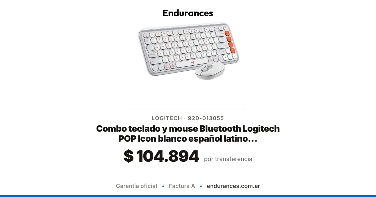 Combo teclado y mouse Bluetooth Logitech POP Icon blanco español latino ...