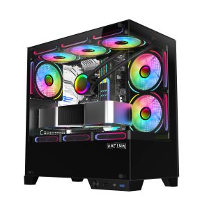 Gabinete Raptor Thunder Strike TG x2 Mid-Tower RGB Fan x1 Black