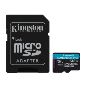 MicroSD KINGSTON 512GB c/Adap Canvas GO! Plus Gen4 (4K Camara-Drones)(8040)